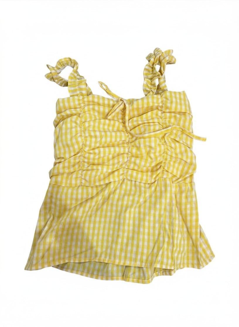 Yellow Gingham Smocked Top